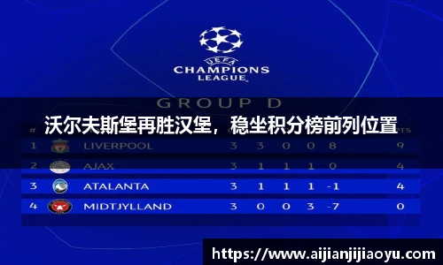 沃尔夫斯堡再胜汉堡，稳坐积分榜前列位置