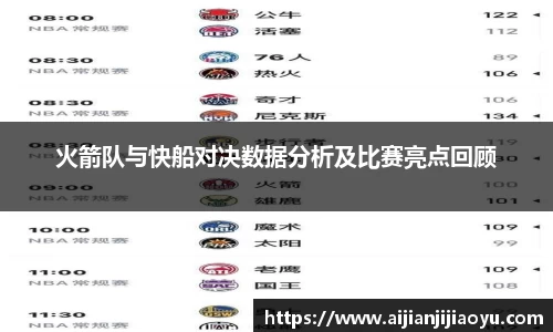 火箭队与快船对决数据分析及比赛亮点回顾