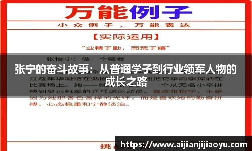 张宁的奋斗故事：从普通学子到行业领军人物的成长之路